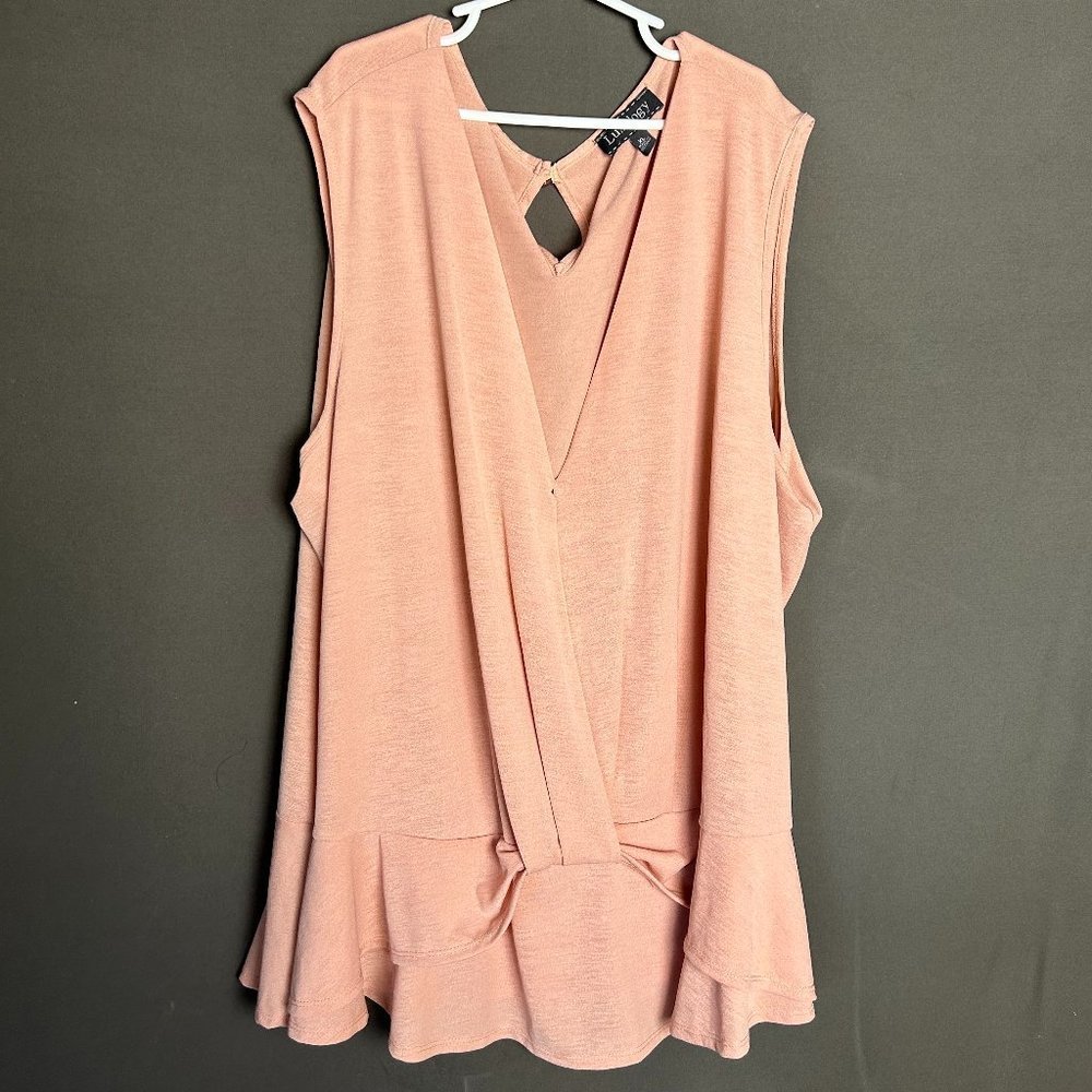 Luxology Beautiful Light Salmon Colored Peplum Tank Top Blouse Size XL (1452)